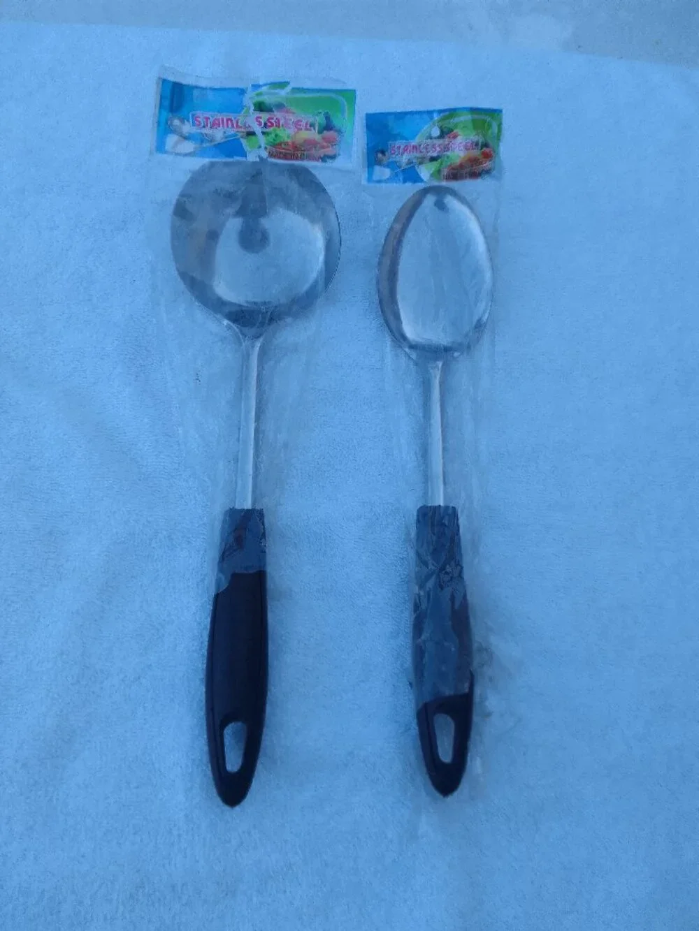 2pcs premium/stainless steel/soup ladle, with non-slip silicone handle, NWT